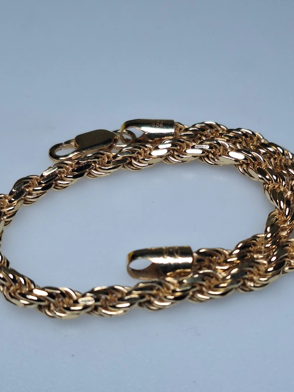 NEW Gold Over 925 Sterling Silver 4.8mm Italian Rope Bracelet 9